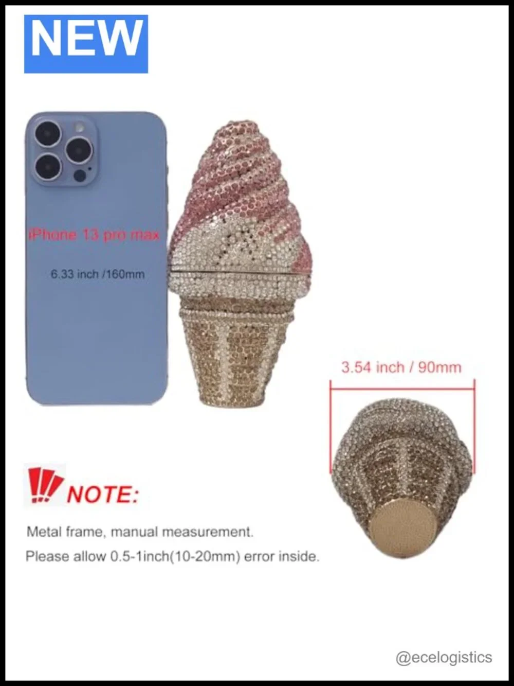Novelty Ice Cream Rhinestone Clutch Crystal Evening Bag for Women